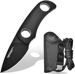 TONIFE Runer Fixed Blade Knife with Adjustable Kydex Sheath EDC Knife with 4.7cm Full Tang Blade Paracord Lanyard for Outdoor Camping Hiking (Black+Black Titanium)