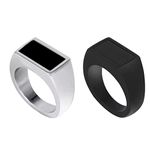 SONI DESIGNS Fancy and Trendy Silver and Black Finger Ring For Boys And Men (Pack of 2) | Rings For Boys And Men Stylist Black and Silver Combo