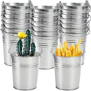 TOPZEA 20 Pack Galvanized Buckets, 4.5"x 5" Metal Buckets with Handle Small Pails Tin Bucket for Party Favors, Farmhouse Flower Bucket Garden Planters Decorative Table Centerpieces Party Supplies