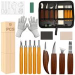 Hyhuiyin 27PCS Woodworking Tools Set, Wood Carving Kit Professional Whittling Craft Set with Basswood Blocks Grinding Tools Storage Bag Deluxe Hand Tool Kit for Beginners Adults DIY Fun
