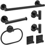 7-Piece Bathroom Accessories Set, Black Towel Rack Towel Holder Towel Bar, Towel Racks for Bathroom SUS304 Stainless Steel, Bathroom Towel Holder Towel Rack Wall Mounted, Black Towel Rack Bathroom