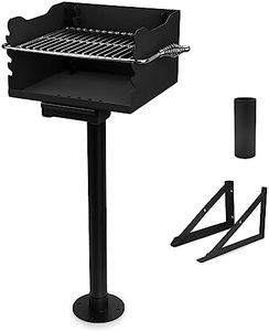 Stanbroil Park-Style Charcoal Grill, Heavy Duty Steel Outdoor BBQ Park Grill with Stainless Steel Cooking Grate and Post for Backyard or Camping, Black