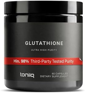 Toniiq Ultra High Strength Glutathione Capsules - 1000mg Concentrated Formula - 98%+ Highly Purified and Bioavailable - Non-GMO Fermentation - 60 Capsules Reduced Glutathione Supplement