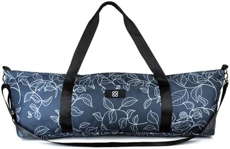 DOJA Barcelona | Bolsa Yoga | con Estampado de Hojas Azul | 82x21x17x76cm | Polyester | Mochila Yoga | Bolsa Esterilla Yoga | Bolsos para Deporte, Gym, Gimnasio, Pilates, con Bolsillos