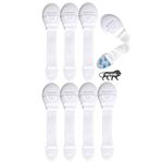 Kids Station Baby Safety Nylon Drawer Locks - Strong and Adhesive Child / Toddler / Infants Safety Locks for Drawers, Cabinets, Fridge and Cupboard - Baby Proofing Product - With 3M Adhesive Tape - Pack of 8 (White)