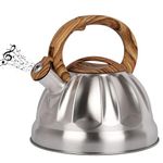 Belle Vous Silver Whistling Tea Kettle - 3L Tea Pot for Stovetop/Induction Stove Top - Stainless Steel Hot Water Camping Kettle Teapot for Tea/Coffee