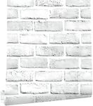 Brick Peel and Stick Wallpaper Shiplap White Brick Self-Adhesive Removable Wallpaper,Waterproof Contact Paper and Shelf Liner,Kitch and Home Decoration 17.7"X118.1"