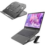 Lenovo 2-in-1 Laptop Stand, Ergonomic, 10 Adjustable Tilt Angles, Ventilated, Non-Slip, Portable, GXF0X02619, Black