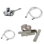 Set of Compact Brass Foot Operated tap (Push Cock) +Drill Fittings+2 Shower Hoses for Bathroom, Factory, Industries, Hospital to Prevent Hand Contact, COVID, infections in washroom (2 Years Warranty)