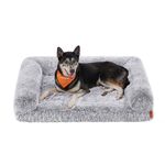 Feandrea Fluffy Large Dog Bed, XL Orthopedic Dog Sofa Bed for Medium and Large Dogs, Egg Crate Foam Pet Bed Pet Couch with Sides and Removable Washable Cover, 106 x 80 x 23 cm, Grey Ombré PGW233G01