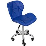 Charles Jacobs Home Office Swivel Computer Desk Chair with a Height Adjustable Chrome base and Wheels - Blue PU