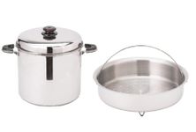 Maxam Precise Heat 24 quarts "Waterless" Stockpot with Deep Steamer Basket, Silver