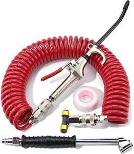 iBroPrat Air Blow Gun Kit,Heavy Duty Air Seat Blow Gun Kit for Semi Truck Air Hose with 30FT (9M) Long Coil and Extended Dual Head Tire Air Chuck Red