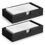 Suzile 2 Pack 2 Inch Tall Black Wood Guest Towel Holder Tray for Bathroom, Flat Paper Napkin Basket Sink Tray Toilet Tank Topper Cocktail Napkin Holder for Home Table Countertop Kitchen Desk(Classic)
