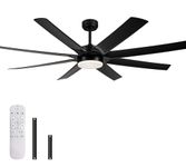 Ceiling Fan with Lights Remote Control, 72 inch Large Ceiling Fan with Quiet Reversible DC Motor and 3CCT Led, Black Ceiling Light Fixture for Farmhouse, Living Room