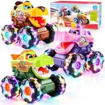 OCATO Monster Truck Toys for 1 2 3 4 Year Old Boy Birthday Gift, Light Up Monster Trucks Inertia Toy Cars for Toddlers 1-3 Soft Light Glowing LED Wheels, Baby Toddler Kids Boy Toys Gifts Age 1 2 3 4 5
