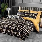 Pamposh King Size Duvet Cover Sets Reversible Bedding 3 Pcs With Zipper Closure Ultra Soft Anti Allergic Non Iron Luxury Microfiber (Black, King (220 x 230 cm))