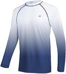 Huayuzh Mens Swim Top Rash Guard Long Sleeve UPF 50+ Quick Dry Breathable Running Sport UV Sun Protection Swimming Shirts White Gradient Navy 6XL, 2-white Gradient Navy, 6X-Large