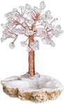 mookaitedecor Rock Quartz Healing Crystal Tree of Life Tumbled Stones & Natural Geode Cluster Crystals Base Bonsai Money Tree for Wealth and Luck 3.5"-4.5"