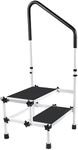 URFORESTIC Medical 2 Step Stool Ladder with Handrail Handle for Elderly,Seniors,Kitchen Bathroom Viechle Step Stool with Thick Rubber Feet and Anti-Skid Platform,Heavy Duty 400 Lbs Capacity