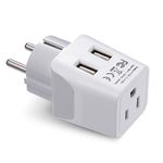 Ceptics Canada to Europe(Schuko) Travel Adapter (Type E/F) - Dual - USB - Charge your Cell Phone, Laptops, Tablets - Grounded (CTU-9)
