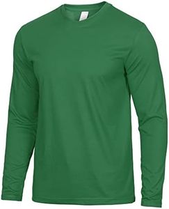 Decrum Mens Full Sleeve Shirts - Soft Long Sleeve T Shirt Men | [40008033] LGS GreenPlain, M