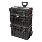 Trend 91L Pro Storage System Modular 3 Piece Cart & Case Set, Water and Dust Resistant, Stackable with Lockable Compartments, MS/P/SET3C