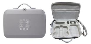 M.G.R.J® Carrying Case for DJI Neo Drone, Travel Portable Shoulder Bag for DJI Neo Fly More Combo Drone and RC-N3 Remote Controller Accessories (Hard|PU Leather|Grey)