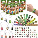 82Pcs MC Party Bag Fillers for Kids Boys MC Slap Bands Keychain Stickers for Party Bags Themed Party Supplies Favours Gaming Party Bag Fillers for Girls Goodie Goody Bag Fillers for Kids