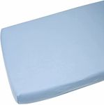 Dudu N Girlie Cotton Travel Cot Sheets Fitted | Travel Fitted Sheet 95x65 | Jersey Soft Bedsheet Hypoallergenic Elasticated Breathable Fitted Cot Sheets (Single Pack, Blue)