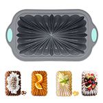 Silicone Bread Loaf Pan with Fluted Design, Chicrinum Food Grade Non-Stick Silicone Baking Mold for Homemade Bread, Cake, Metal Reinforced Frame Secure, BPA Free, Dishwasher Safe