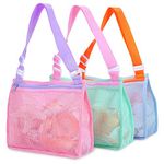 Tagitary Beach Toy Mesh Bag Kids Shell Collecting Bag Beach Sand Toy Totes for Holding Shells Beach Toys Sand Toys Swimming Accessories for Boys and Girls(Only Bags,A Set of 3)