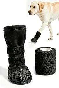 aiRuidog Dog Paw Wound Recovery Boot with Self-Adhering Pet Bandage, Waterproof Paw Protector Kit for Injured Paws,Anti-Slip Shoe & Vet Wrap for Post-Surgery Care, Licking Prevention (1 Boot+1 Roll) L