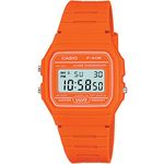 Casio Unisex 37.00mm Quartz Watch with LCD Digital dial and Orange Rubber Strap Strap F-91WC-4A2EF