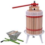 vidaXL Solid Oak Wood, Cast Iron and Steel Fruit & Wine Press and Crusher Set - 2 Piece - Large 18L Press Capacity & 7L Crusher Capacity - Ideal for Apples, Pears, Peaches & Berries