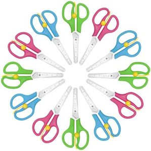 Belle Vous (12 Pack) Assorted Colour Blunt-Tip Scissors - 12.5cm/5 Inch Right & Left-Handed Safety Scissors - Steel Scissors for School, Arts & Crafts