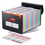 ThinkTex 26 Pockets Expanding File Folder, A-Z Colorful Tabs, Monthly Bill Receipt Documents Organiser, Larger Capacity, Letter/A4 Size