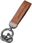 [YEENKE] Leather Car Keychain Black,Universal Motorcycle Key Fob Keychain with Keyrings Simple Key Holder Car Accessories for Men Cool Women 1Pack (Brown)