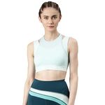 Enamor A201 Dry Fit Antimicrobial High-Impact Longline Sports Bra for Women(A201_SOFT AQUA_XL)