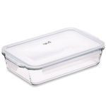 Igluu Meal Prep - Glass Lasagne Dish with Airtight Snap Lock Lid - Large Rectangular Oven-Safe Baking Dish - BPA-Free, Microwavable, Freezer and Dishwasher-safe Ovenware 2.2L (Cook n Freeze)