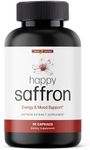 Happy Saffron Supplements - 100% Pure Saffron Extract Supplement - Mood Enhancer for Women & Men - Saffron Supplements for Eye Health Support - Saffron Supplement - Saffron Capsules - 90 Servings