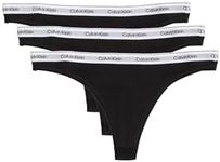 Calvin Klein Women's Modern Logo Thong, Black, Large (Pack of 3)