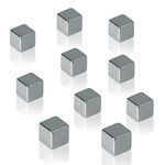 SIGEL BA193 Neodymium magnet, 1 x 1 x 1 cm, cube, C5 "strong" (N42), for Glass magnetic Boards, silver, 10 Pieces