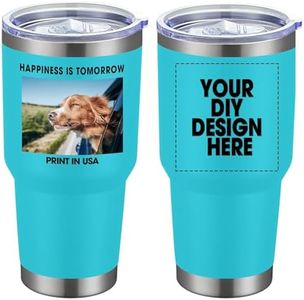 Personalized Custom Tumbler Print in USA 30oz Stainless Steel Coffee Cup with Lid & Straw Double Wall Insulated Tumbler with Colorful Text Logo Photo