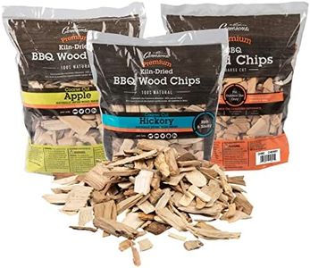 Camerons All Natural Wood Chips for Smoker, 3 Pack - Apple, Cherry, Hickory - 260 Cu In Bag, Approx 2lbs ea - Kiln Dried Coarse BBQ Grill Wood Chips for Smoking - Barbecue Accessories & Grilling Gifts