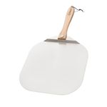 Chef Pomodoro Pizza Peel 36 x 40 cm, Pizza Paddle with Safety Backstep and Foldable Wood Handle for Easy Storage, Metal Pizza Peel for Baking Homemade Pizza