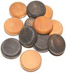 Kroeger Crokinole Set of 30 Wooden Buttons - Disks | 15 Dark and 15 Light Game Pieces for Crokinole, Checkers and Backgammon