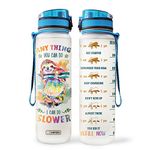 64HYDRO 32oz 1Liter Motivational Water Bottle with Time Marker, Colorful Painting Sloth Any Thing You Do I can Do Slower PYL2004008 Water Bottle