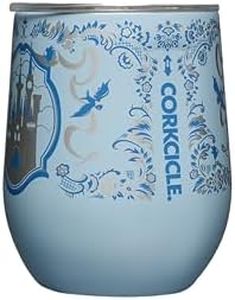Corkcicle Disney Princess Cinderella Stemless Wine Glass Tumbler, Triple Insulated Stainless Steel Construction, Sliding Shatter-Proof Travel Lid, Keeps Beverages Chilled for 9 Hours, 12 oz