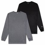 Russell Athletic Big and Tall Long Sleeve Dry Fit Shirts – 2 Pack Workout Shirts, Black/Dark Grey, 3X